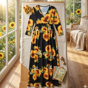 NEW | Maternity Floral Print Maxi Dress | Long Sleeve V-Neck | Sz 8